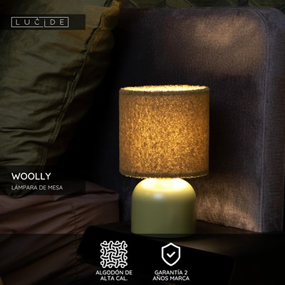 Lucide WOOLLY - Lámpara de mesa - Ø 16 cm - 1xE14 - Verde